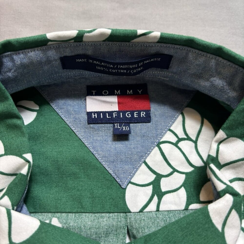 Tommy Hilfiger Nautical Knot Rope Resort Shirt Short Sleeve Mens XL Green - Picture 6 of 7